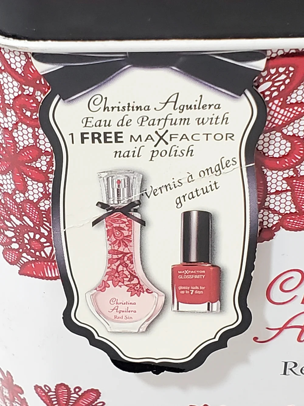 Christina Aguilera RED SIN Perfume Gift Set 1.0 oz 30ml EDP & Max Factor Polish - Picture 4 of 13